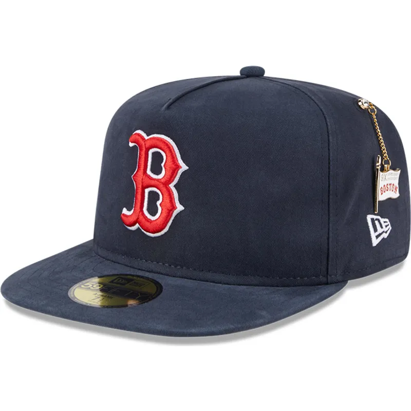 petten-plat-marineblauw-aangepast-59fifty-a-frame-championship-side-flag-van-boston-red-sox-mlb-van-new-era