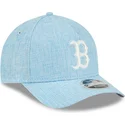 casquette-courbee-bleue-claire-snapback-9forty-m-crown-a-frame-cotton-weave-boston-red-sox-mlb-new-era