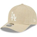 petten-gebogen-beige-snapback-9forty-m-crown-a-frame-cotton-weave-van-los-angeles-dodgers-mlb-van-new-era