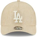 casquette-courbee-beige-snapback-9forty-m-crown-a-frame-cotton-weave-los-angeles-dodgers-mlb-new-era