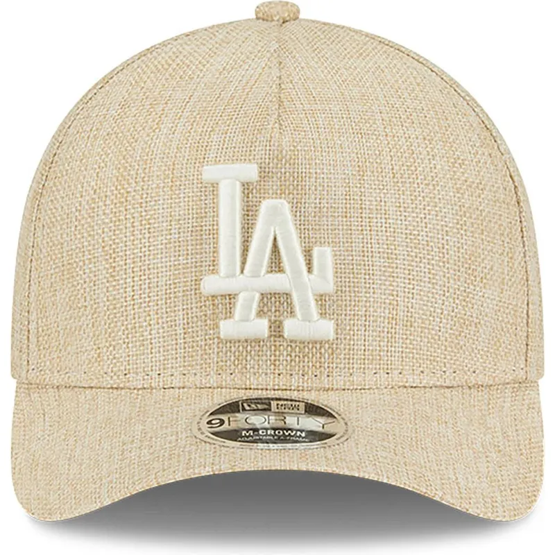 petten-gebogen-beige-snapback-9forty-m-crown-a-frame-cotton-weave-van-los-angeles-dodgers-mlb-van-new-era