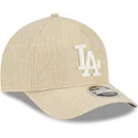 petten-gebogen-beige-snapback-9forty-m-crown-a-frame-cotton-weave-van-los-angeles-dodgers-mlb-van-new-era