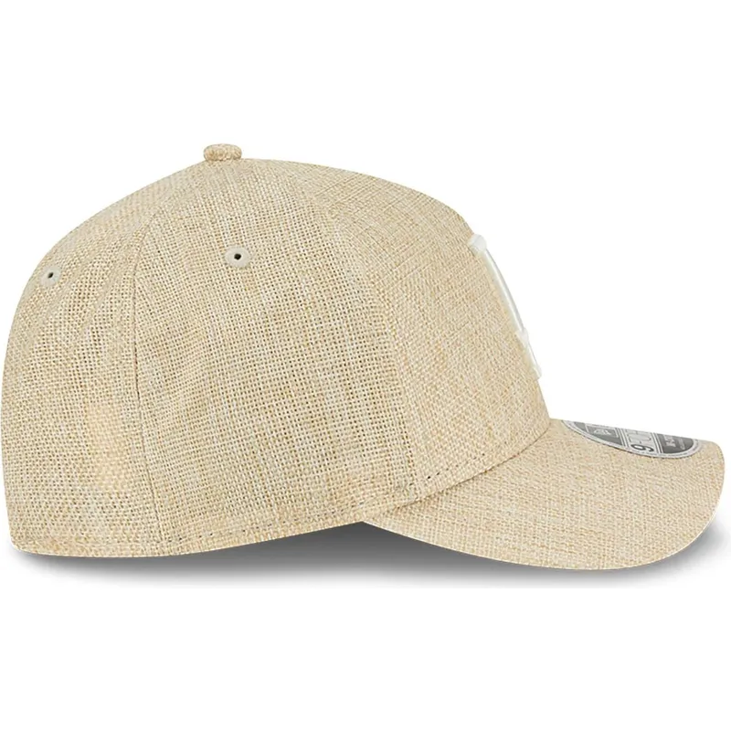 petten-gebogen-beige-snapback-9forty-m-crown-a-frame-cotton-weave-van-los-angeles-dodgers-mlb-van-new-era