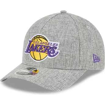 Grå buet snapback kasket 9FORTY M-Crown A Frame Cotton Weave fra Los Angeles Lakers NBA fra New Era