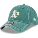 petten-gebogen-groen-verstelbaar-9twenty-washed-contrast-van-oakland-athletics-mlb-van-new-era