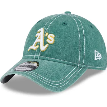 Gorra curva verde ajustable 9TWENTY Washed Contrast de Oakland Athletics MLB de New Era