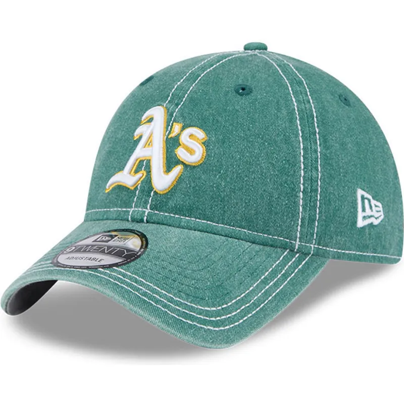 zielona-regulowana-czapka-z-zakrzywionym-daszkiem-9twenty-washed-contrast-oakland-athletics-mlb-new-era