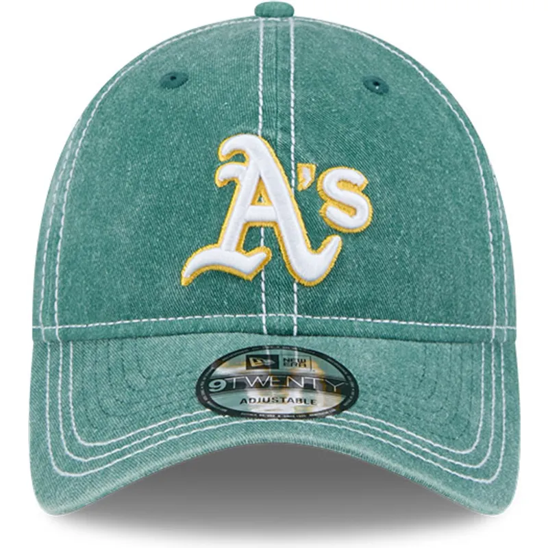 zielona-regulowana-czapka-z-zakrzywionym-daszkiem-9twenty-washed-contrast-oakland-athletics-mlb-new-era