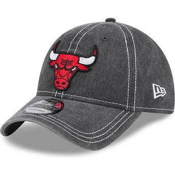 Grå justerbar kurvet kasket 9TWENTY Washed Contrast fra Chicago Bulls NBA fra New Era
