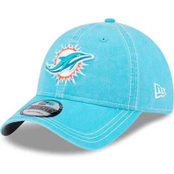 New Era Curved Brim 9TWENTY Washed Contrast Miami Dolphins NFL Blue Adjustable Cap