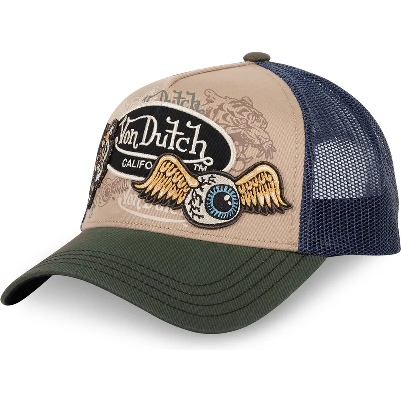 trucker-kasket-beige-bla-og-gron-patches07-fra-von-dutch