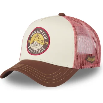 Cappellino trucker beige e marrone SURF09 di Von Dutch