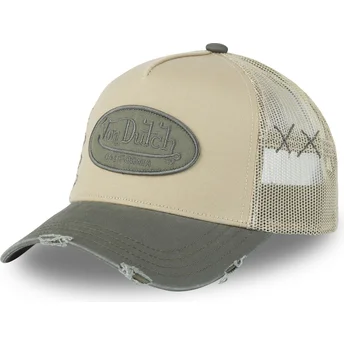 Gorra trucker beige y verde USED 02 de Von Dutch