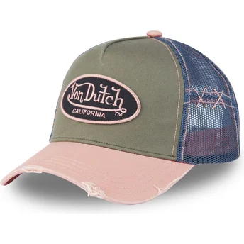 Gorra trucker verde, blu e rosa USED 03 di Von Dutch