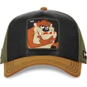 capslab-looney-tunes-taz-tasmanian-devil-loo10-sort-gron-og-brun-snapback-kasket-med-buet-skygge