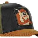 capslab-looney-tunes-taz-tasmanian-devil-loo10-sort-gron-og-brun-snapback-kasket-med-buet-skygge