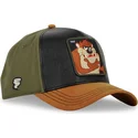 capslab-looney-tunes-taz-tasmanian-devil-loo10-sort-gron-og-brun-snapback-kasket-med-buet-skygge