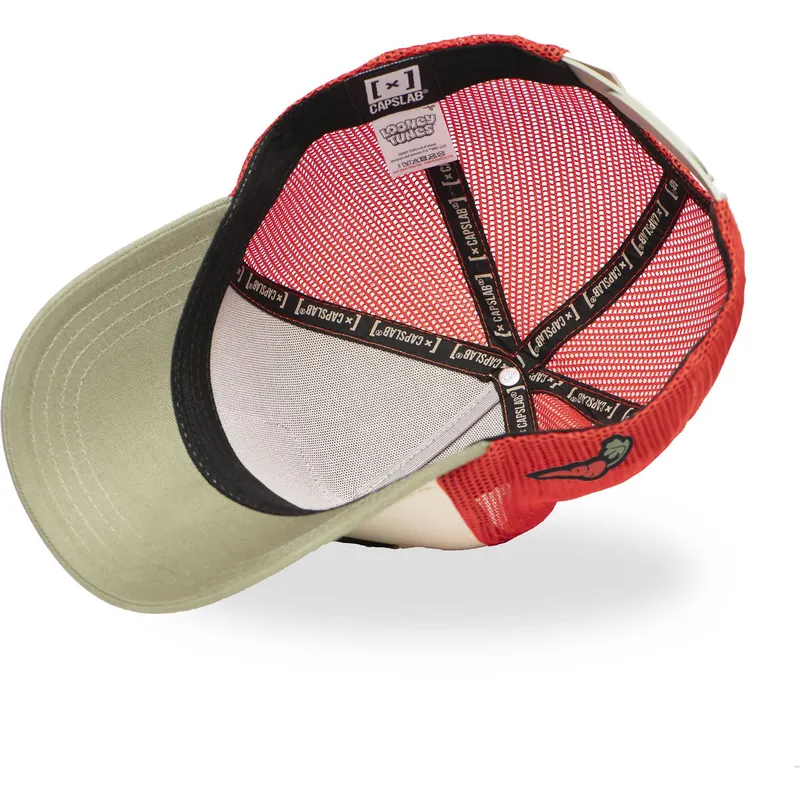 beige-rod-och-gron-truckerkeps-bugs-bunny-loo11-bug1-looney-tunes-fran-capslab