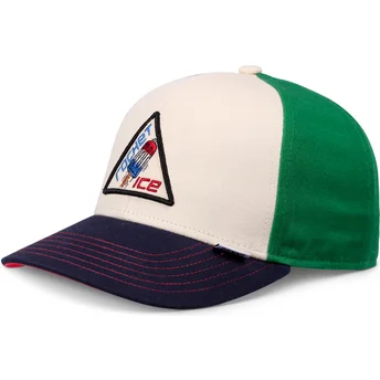 Cappellino curvo beige, verde e blu snapback per bambino Rocket Ice Food di Djinns
