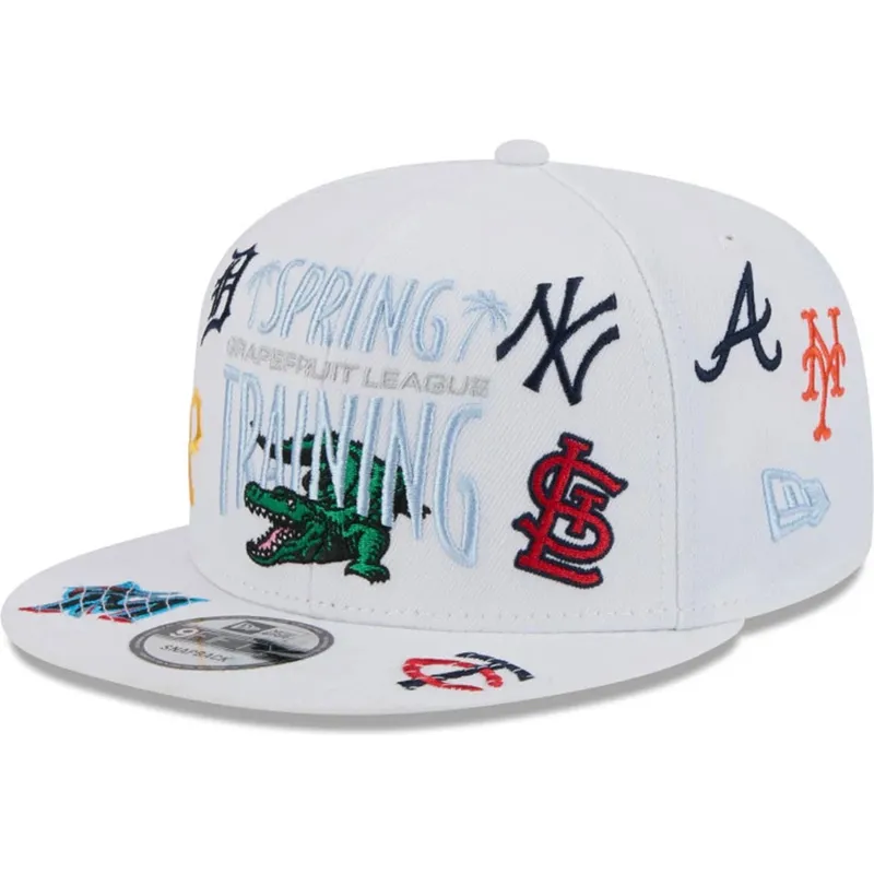 cappello-piatto-bianco-snapback-9fifty-scatter-spring-training-fan-pack-2025-di-mlb-grapefruit-league-logo-di-new-era