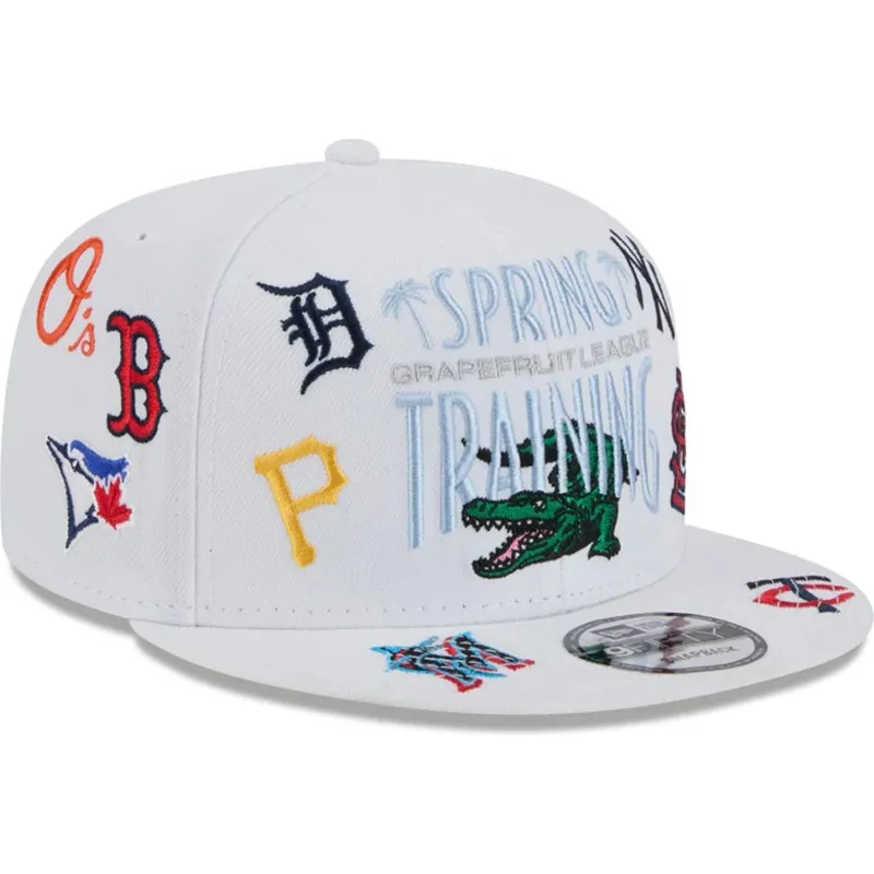 vit-platt-snapback-keps-9fifty-scatter-spring-training-fan-pack-2025-fran-mlb-grapefruit-league-logo-av-new-era
