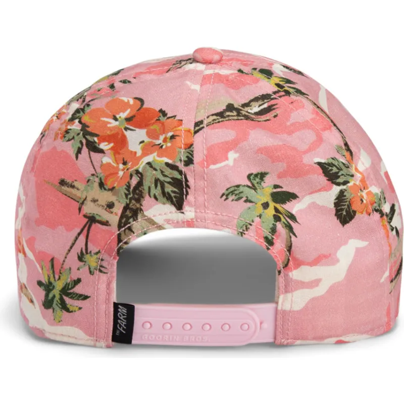 lyserod-curved-snapback-kasket-med-flamingo-flyder-floater-randy-souse-git-salty-rim-the-farm-fra-goorin-bros
