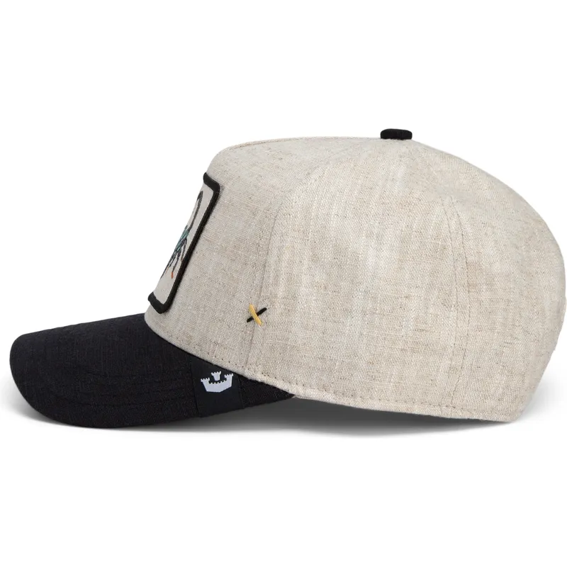 goorin-bros-deadly-lethal-linen-rugged-comfort-the-farm-skorpion-beige-og-sort-snapback-kasket