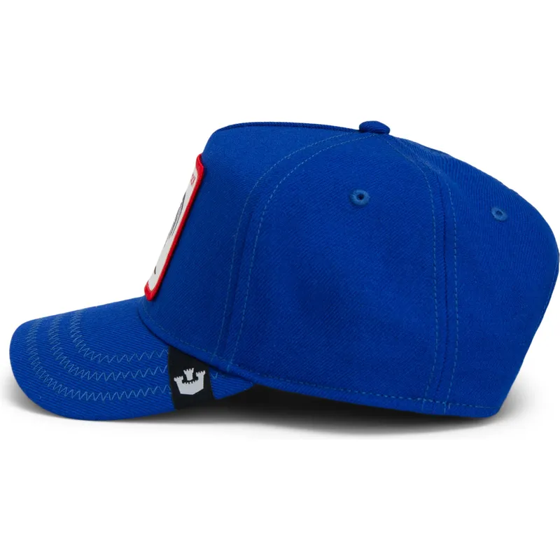 blaue-gebogene-snapback-kappe-hahn-cock-rooster-field-100-the-farm-von-goorin-bros