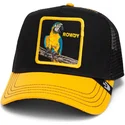 trucker-cap-schwarz-und-gelb-papagei-the-rowdy-bird-fab-farm-von-goorin-bros