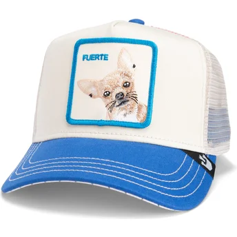 Czapka trucker beżowa i niebieska pies chihuahua The Fuerte Dog Fab Farm od Goorin Bros.