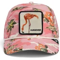 lyserod-curved-snapback-kasket-med-flamingo-flyder-floater-randy-souse-git-salty-rim-the-farm-fra-goorin-bros