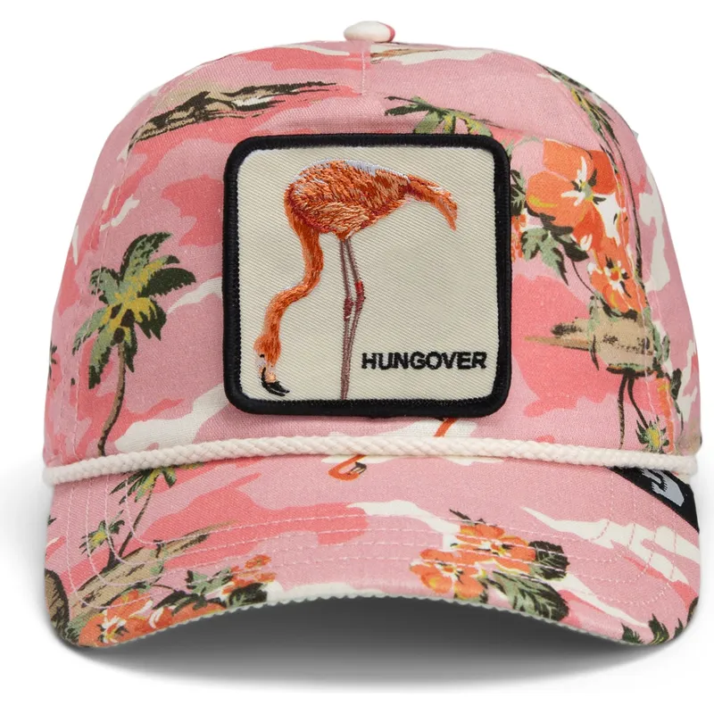rosafarbene-gebogene-snapback-kappe-flamingo-schwimmring-floater-randy-souse-git-salty-rim-the-farm-von-goorin-bros