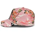 rosafarbene-gebogene-snapback-kappe-flamingo-schwimmring-floater-randy-souse-git-salty-rim-the-farm-von-goorin-bros