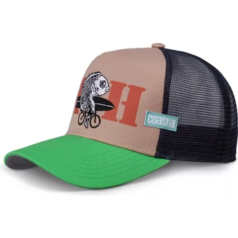 Gorra trucker beige y verde Fish HFT de Coastal