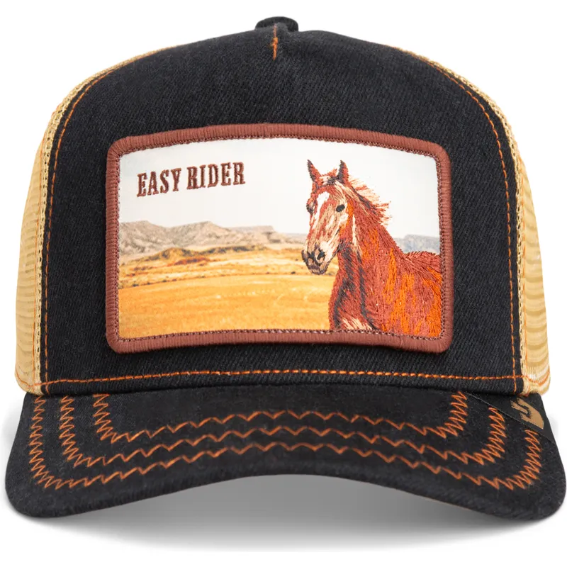 trucker-kasket-sort-hest-easy-rider-wild-heart-the-farm-fra-goorin-bros