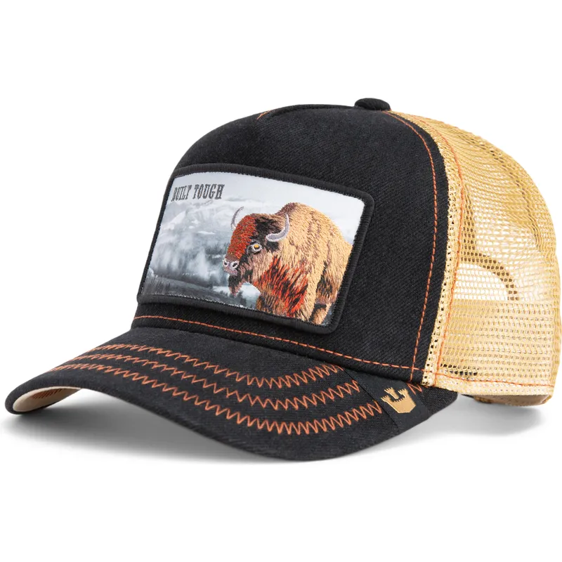 petten-gebogen-zwart-snapback-built-tough-wild-heart-the-farm-van-goorin-bros
