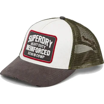 Hvid, grøn og sort trucker-kasket Mesh New Vintage Black fra Superdry