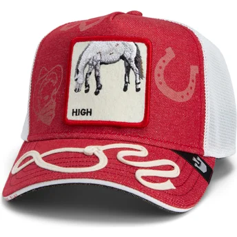 Petten gebogen rood snapback Goorin Bros. High Way Up Horse Play The Farm Red Hat The Farm van Goorin Bros.