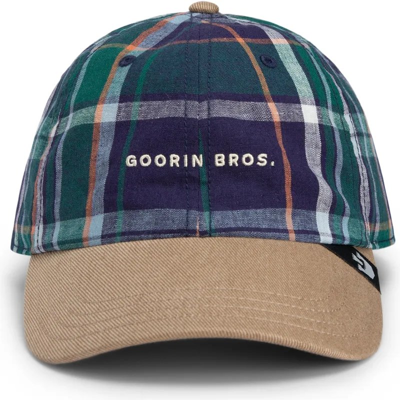 goorin-bros-cappello-con-visiera-curva-hardly-working-papa-cap-madras-the-farm-blu-navy-e-marrone-snapback