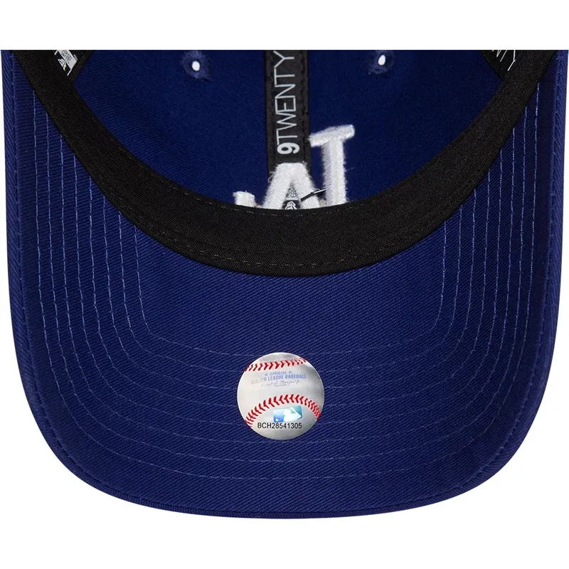 blaue-verstellbare-curved-cap-9twenty-league-essential-der-los-angeles-dodgers-mlb-von-new-era