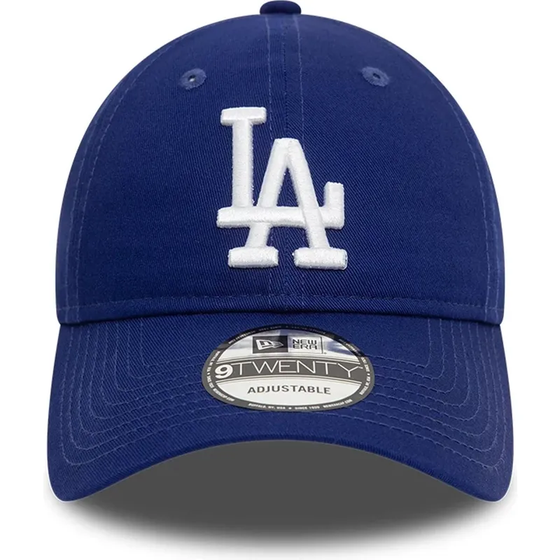 blaue-verstellbare-curved-cap-9twenty-league-essential-der-los-angeles-dodgers-mlb-von-new-era
