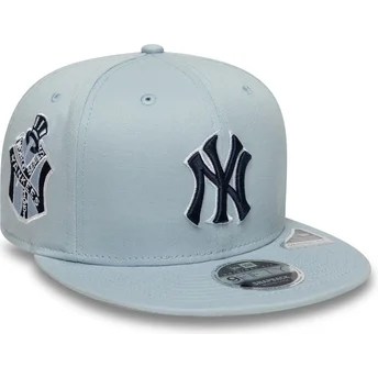 Berretto piatto snapback blu con logo blu marino 9FIFTY Original Fit World Series dei New York Yankees MLB di New Era
