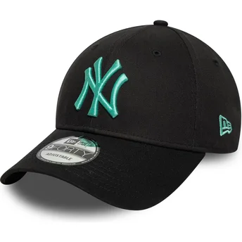 Gorra curva negra ajustable con logo azul 9FORTY League Essential de New York Yankees MLB de New Era