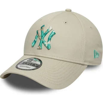 Petten gebogen beige verstelbare band 9FORTY Seasonal Infill van New York Yankees MLB van New Era