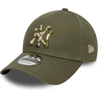 Gorra curva verde ajustable 9FORTY Seasonal Infill de New York Yankees MLB de New Era