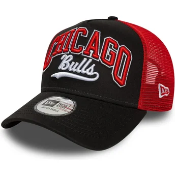 New Era E Frame Script Chicago Bulls NBA Black and Red Trucker Hat
