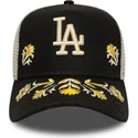 cappellino-trucker-nero-a-frame-floral-icon-dei-los-angeles-dodgers-mlb-di-new-era