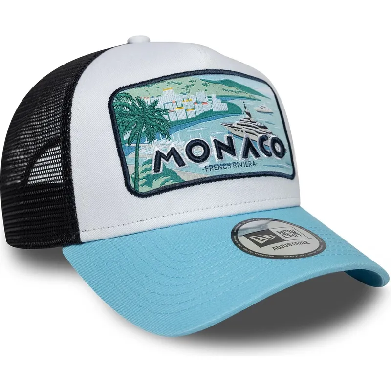 hvid-sort-og-bla-monaco-french-riviera-a-frame-summer-trucker-kasket-fra-new-era