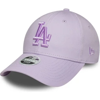 Cappellino curvo viola regolabile da donna con logo viola 9FORTY League Essential dei Los Angeles Dodgers MLB di New Era