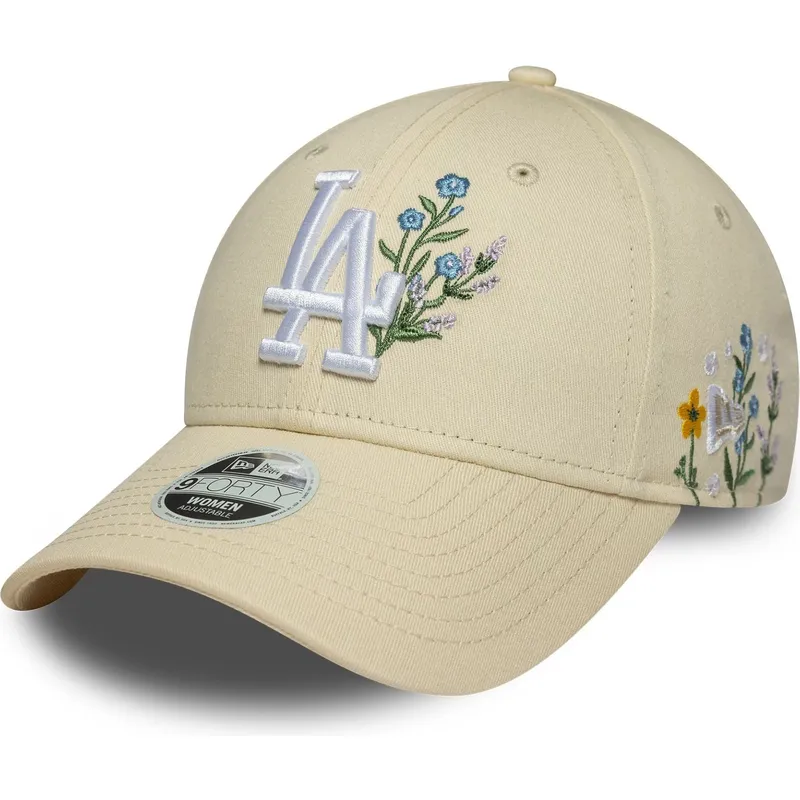 petten-gebogen-beige-verstelbaar-9forty-floral-icon-van-los-angeles-dodgers-mlb-van-new-era